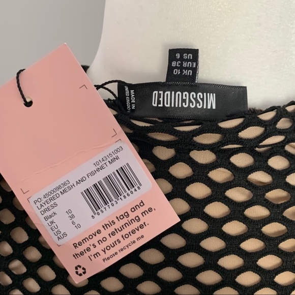 Layered mesh and fishnet mini dress in black - Picture 3 of 3